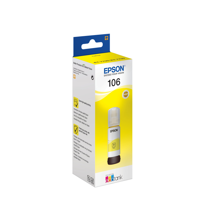 Epson 106 EcoTank Yellow ink bottle 1 Epson 106 EcoTank Yellow ink bottle botella de tinta amarilla