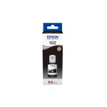 Epson 102 EcoTank pigment black ink bottle, model C13T03R140, high-yield ink for EcoTank printers.