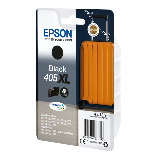 Epson Cartucho de Tinta Negro 405XL DURABrite Ultra Cartucho de tinta negro Epson 405XL con tecnología DURABrite Ultra, SKU C13T05H14010, alta capacidad