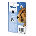 Cartucho de tinta negra Epson Cheetah T0711, compatible con modelos específicos. SKU C13T07114012.