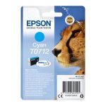 Cartucho de tinta cian Epson Cheetah modelo T0712 para impresoras, SKU C13T07124022, diseñado para impresiones nítidas y de alta calidad