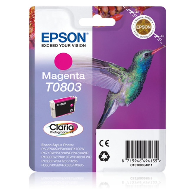 Cartucho Magenta Epson Hummingbird con Alta Calidad de Impresión Cartucho Magenta Epson Hummingbird T0803 para impresoras, alta calidad de impresión, SKU C13T08034021