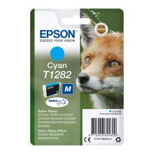 Cartucho de tinta cian Epson Fox T1282 para impresoras, modelo C13T12824012. Alta calidad y rendimiento.