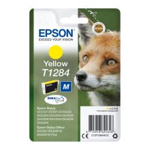 Cartucho de tinta amarillo Epson Fox T1284, SKU C13T12844012, ideal para impresoras Epson, con alta calidad de impresión