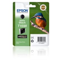 Cartucho de tinta Epson T1598 negro mate, modelo C13T15984010. Ideal para impresiones nítidas y de alta definición.