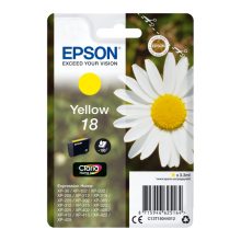 Cartucho de tinta amarilla Epson Daisy 18 con etiqueta RF y SKU C13T18044022