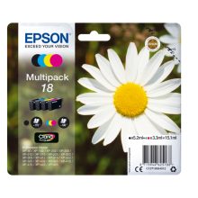Pack de 4 cartuchos de tinta Epson Daisy 18, colores negro, cian, magenta y amarillo. SKU: C13T18064022