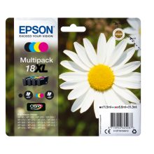 Epson Daisy Multipack 18XL incluye 4 cartuchos de alta capacidad en colores cian, magenta, amarillo y negro. SKU: C13T18164022