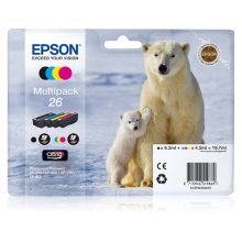Epson Multipack 26 Polar Bear que incluye cartuchos de tinta en 4 colores, SKU C13T26164010, apto para impresoras Epson.