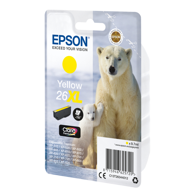 Epson Polar bear Cartucho 26XL amarillo 1 Epson Polar Bear Cartucho 26XL amarillo