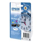 Vista de los cartuchos de tinta Epson Alarm clock Multipack 3-colour 27 DURABrite Ultra con SKU C13T27054022, ideal para impresoras Epson