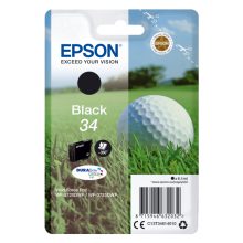 Cartucho de tinta negra Epson Golf Ball Singlepack 34 DURABrite Ultra Ink, SKU C13T34614010. Ideal para impresiones resistentes al agua y de alta calidad.