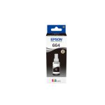 Imagen de la botella de tinta negra Epson 664 Ecotank de 70 ml, SKU C13T664140, ideal para una impresión eficiente y de larga duración.