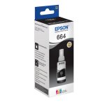 Imagen de la botella de tinta negra Epson 664 Ecotank de 70 ml, SKU C13T664140, ideal para una impresión eficiente y de larga duración.