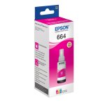 Imagen de la Botella de Tinta Magenta Epson 664 Ecotank de 70ml con el SKU C13T664340. Tinta a base de agua para impresoras Epson Ecotank.