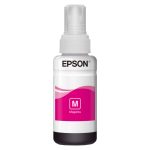 Imagen de la Botella de Tinta Magenta Epson 664 Ecotank de 70ml con el SKU C13T664340. Tinta a base de agua para impresoras Epson Ecotank.