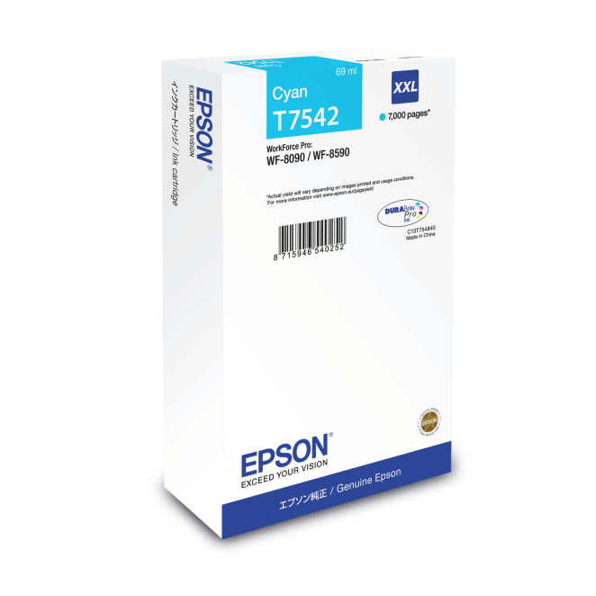 Epson WF-8090 / WF-8590 Ink Cartridge XXL Cyan 1 Epson WF-8090 / WF-8590 Ink Cartridge XXL Cyan