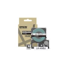 Cinta de etiquetas Epson LK-4WBJ con texto negro sobre fondo blanco, SKU C53S672062, ideal para etiquetado duradero y profesional