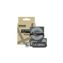 Vista de la cinta de etiquetas Epson LK-6BWJ negro sobre blanco con SKU C53S672084, ideal para impresoras compatibles.