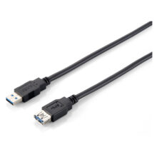 Cable de extensión USB 3.0 de Equip modelo 128398, 2 metros de longitud, tipo A/M a A/F, velocidad de transferencia de 5 Gbps, color negro
