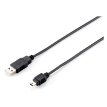 Imagen del cable USB 2.0 Equip A a Mini-B, de 1,8 metros de longitud, SKU 128521, ideal para conectar dispositivos con puerto Mini-B