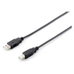 Cable USB 2.0 Tipo A a Tipo B de la marca Equip, longitud de 3,0 metros, color negro, SKU 128861