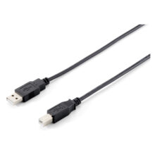 Cable USB 2.0 Tipo A a Tipo B de la marca Equip, longitud de 3,0 metros, color negro, SKU 128861