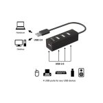 Hub de interfaz USB 2.0 Equip 128955 en color negro con velocidad de 480 Mbit/s