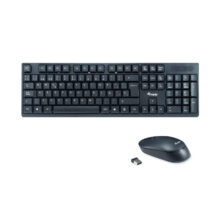 Teclado Equip con ratón incluido, diseño QWERTY en español, para oficina, color negro. SKU 245221
