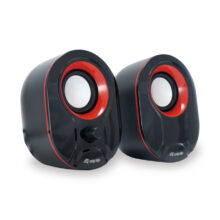 Altavoz Equip 245332 con diseño negro y rojo, conexión alámbrica y potencia de 3 W