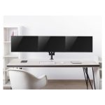 Soporte de sobremesa Equip para monitor triple de 17 a 27 pulgadas, SKU 650134, ajustable y ergonómico.