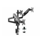 Soporte de sobremesa Equip para monitor triple de 17 a 27 pulgadas, SKU 650134, ajustable y ergonómico.