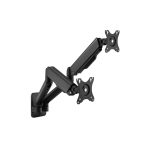 Soporte de pared para doble monitor Equip, ajustable, compatible con pantallas de 17 a 32 pulgadas, modelo SKU 650138.