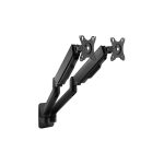 Soporte de pared para doble monitor Equip, ajustable, compatible con pantallas de 17 a 32 pulgadas, modelo SKU 650138.