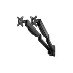Soporte de pared para doble monitor Equip, ajustable, compatible con pantallas de 17 a 32 pulgadas, modelo SKU 650138.