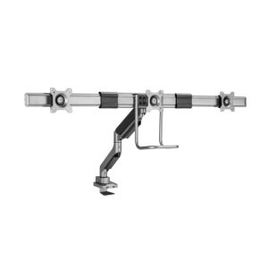 Equip Soporte de sobremesa para monitor triple de 17 a 27 pulgadas, SKU 650162, ideal para configuraciones de múltiples monitores
