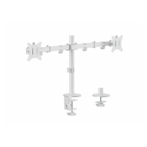 Equip Soporte de escritorio articulado para dos monitores de 17 a 32 pulgadas, color blanco, SKU 650167