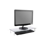 Equip Soporte de cristal para monitor de sobremesa, SKU 650882. Soporte de cristal transparente, eleva el monitor para una postura ergonómica.