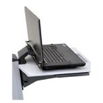 Imagen del soporte de suelo Ergotron Neo-Flex Laptop Cart en color gris con ruedas multimedia. SKU 24-205-214.