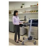 Imagen del soporte de suelo Ergotron Neo-Flex Laptop Cart en color gris con ruedas multimedia. SKU 24-205-214.