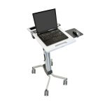 Imagen del soporte de suelo Ergotron Neo-Flex Laptop Cart en color gris con ruedas multimedia. SKU 24-205-214.