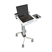 Imagen del soporte de suelo Ergotron Neo-Flex Laptop Cart en color gris con ruedas multimedia. SKU 24-205-214.