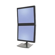 Ergotron modelo DS100, soporte de escritorio para dos monitores en configuración vertical, para pantallas de hasta 61 cm, color negro. SKU 33-091-200.