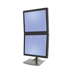 Ergotron modelo DS100, soporte de escritorio para dos monitores en configuración vertical, para pantallas de hasta 61 cm, color negro. SKU 33-091-200.