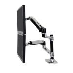 Ergotron LX Series Dual Stacking Arm para monitores de hasta 61 cm, color plata, modelo 45-248-026