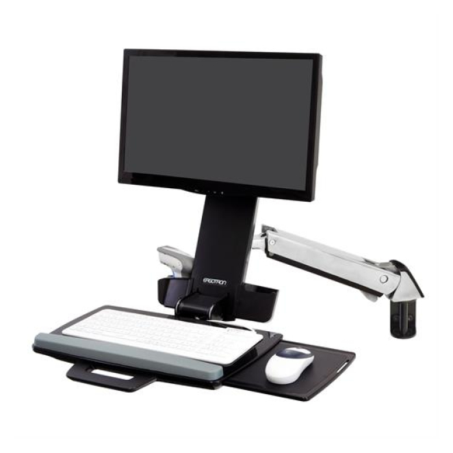 Ergotron brazo combo ajustable de pie y sentado de 24 pulgadas Ergotron Styleview Sit-Stand Combo Arm, brazo para monitor de 61 cm (24 pulgadas) montado en la pared, fabricado en aluminio, SKU 45-266-026