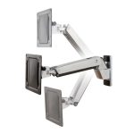 Soporte de pared de aluminio Ergotron Interactive Arm HD para monitores de 55 pulgadas, SKU 45-296-026. Ideal para ajustes ergonómicos y movimiento interactivo.