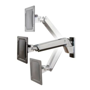Soporte de pared de aluminio Ergotron Interactive Arm HD para monitores de 55 pulgadas, SKU 45-296-026. Ideal para ajustes ergonómicos y movimiento interactivo.