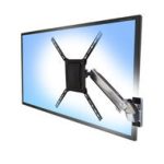 Soporte de pared de aluminio Ergotron Interactive Arm HD para monitores de 55 pulgadas, SKU 45-296-026. Ideal para ajustes ergonómicos y movimiento interactivo.
