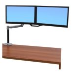 Vista del Ergotron LX Series LX HD Sit-Stand escritorio ajustable de aluminio para monitores de hasta 46 pulgadas, SKU 45-384-026.